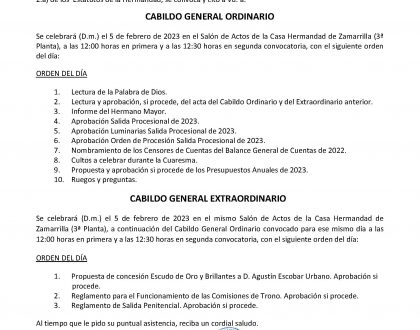 CITACIÓN CABILDO ORDINARIO Y EXTRAORDINARIO (FEBRERO 2023)