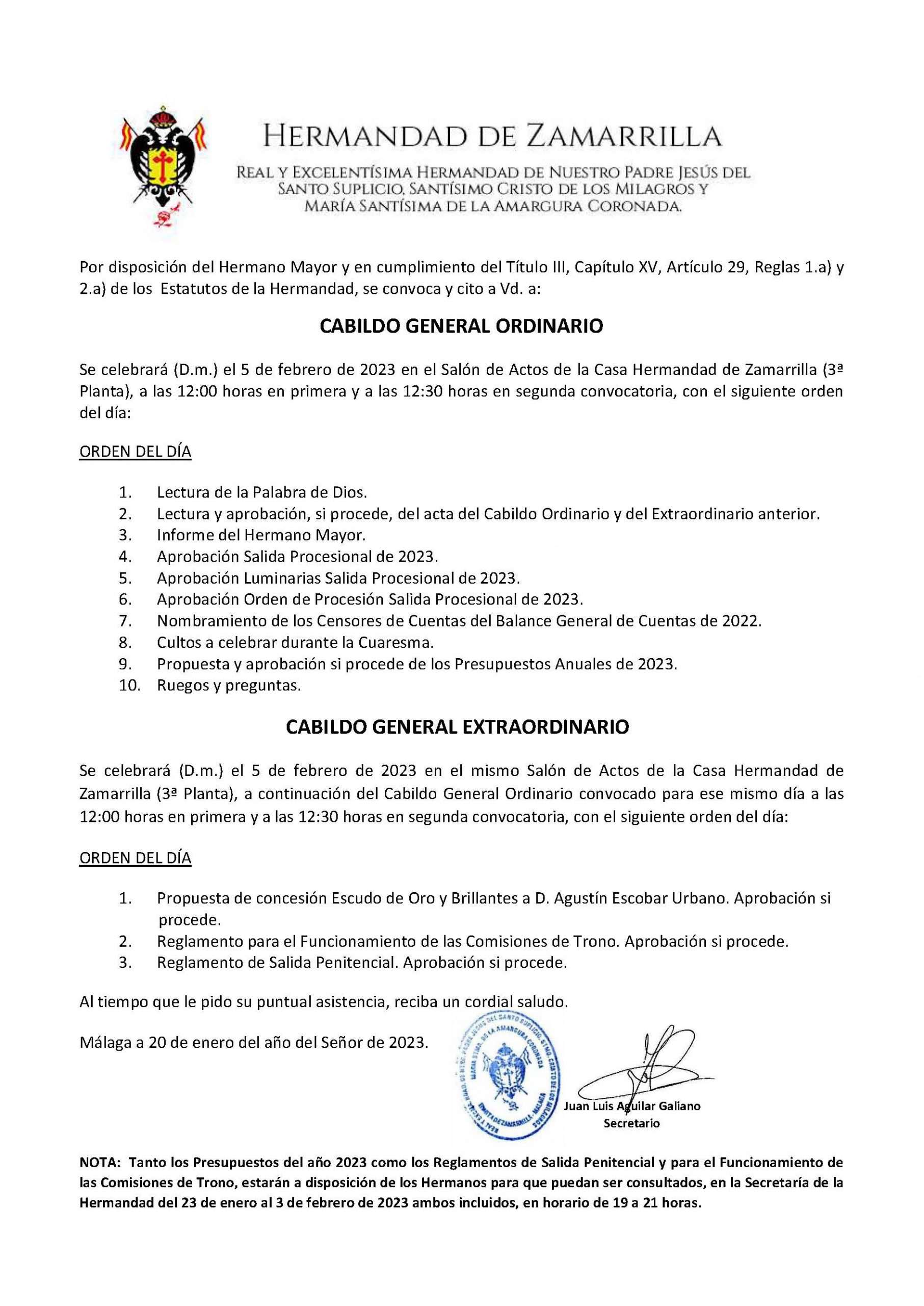 CITACIÓN CABILDO ORDINARIO Y EXTRAORDINARIO (FEBRERO 2023)