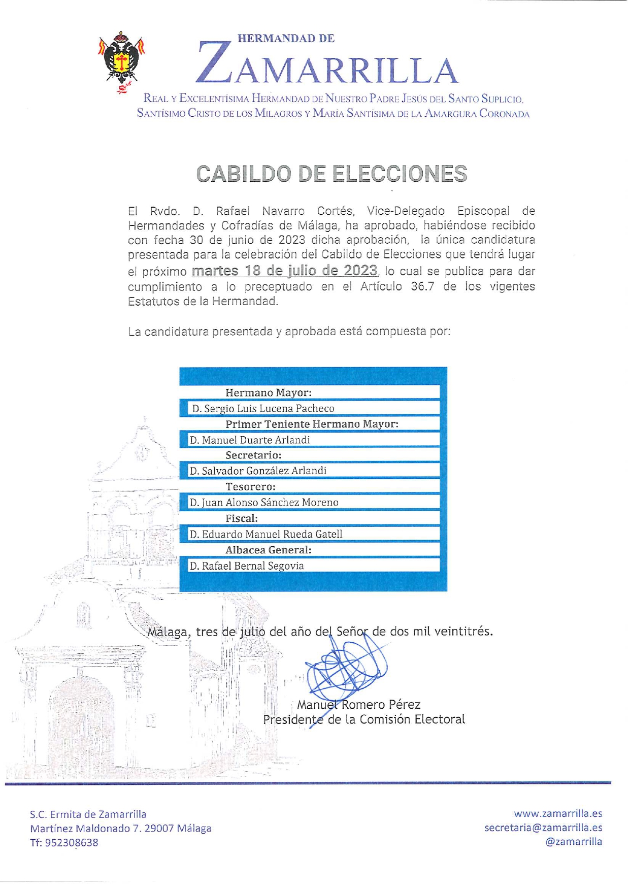CANDIDATURA PRESENTADA Y APROBADA (ELECCIONES ZAMARRILLA 2023)