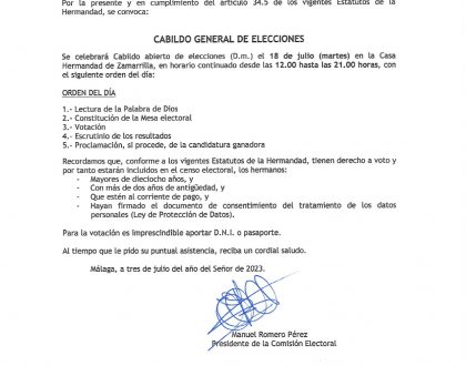 CONVOCATORIA CABILDO DE ELECCIONES 2023